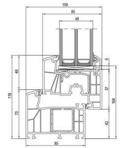 Rysunek techniczny okna pcv Aluplast IDEAL 7000